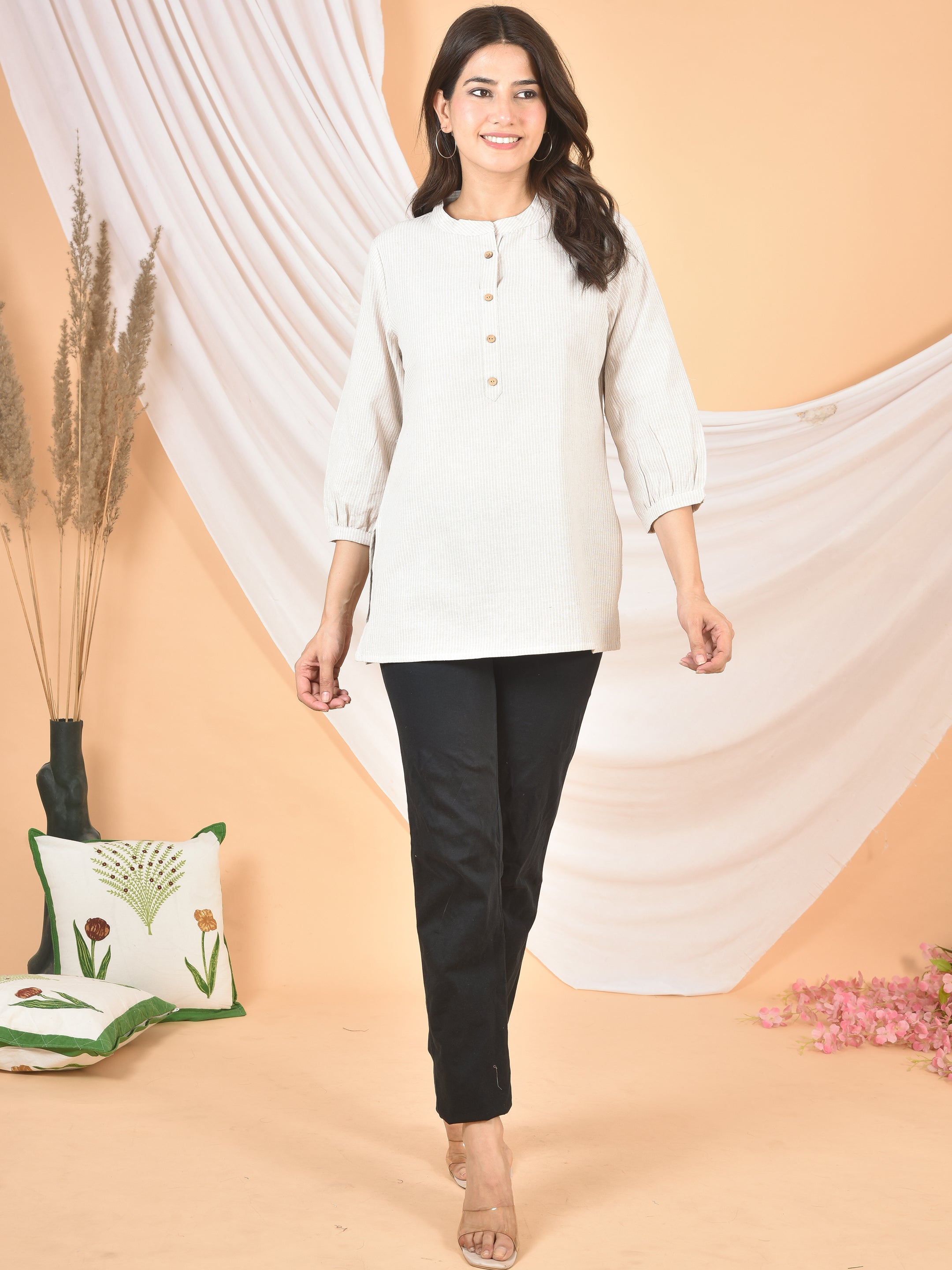 Women Gray Lining Top T-07