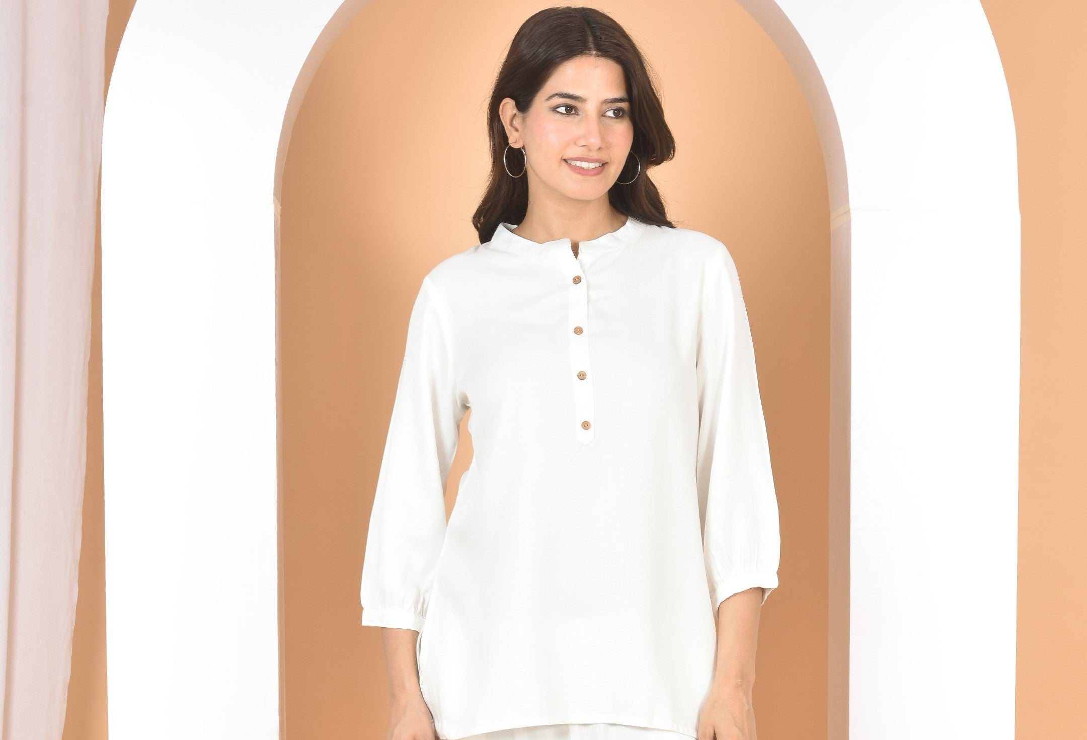 Women White Plain Top