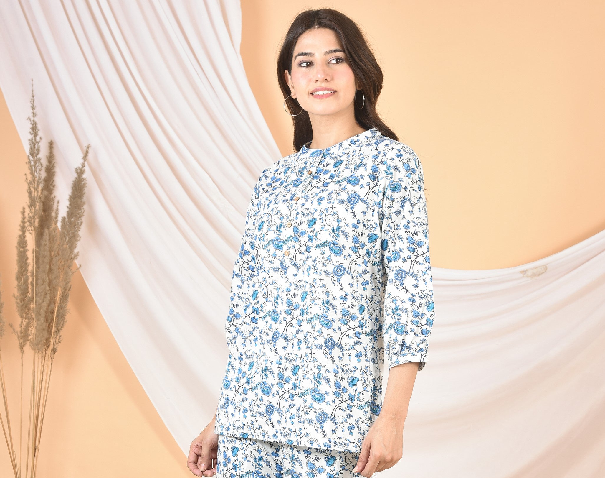 Women White Sky Blue Top T-02