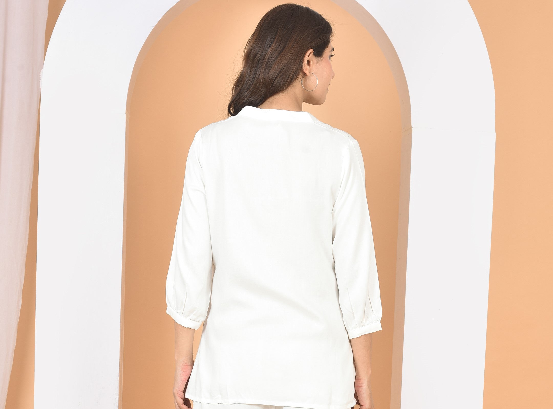 Women White Plain Top