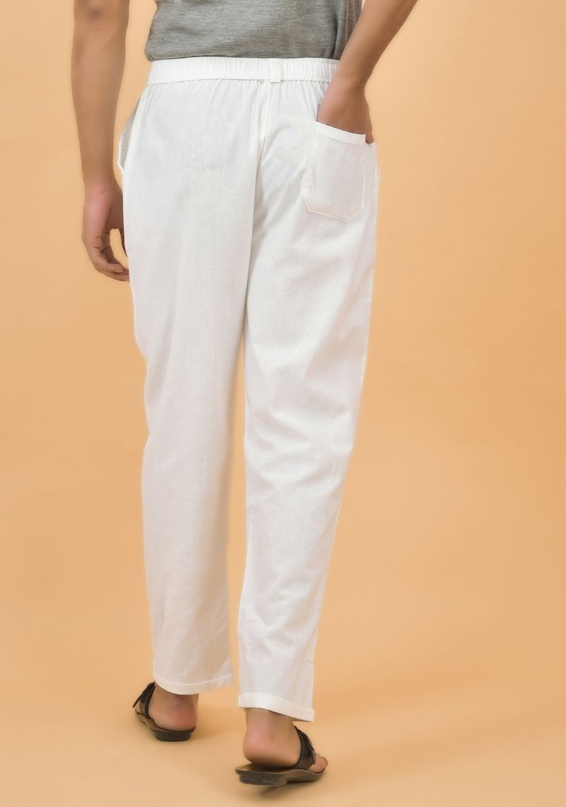 White Cotton Regular Trouser