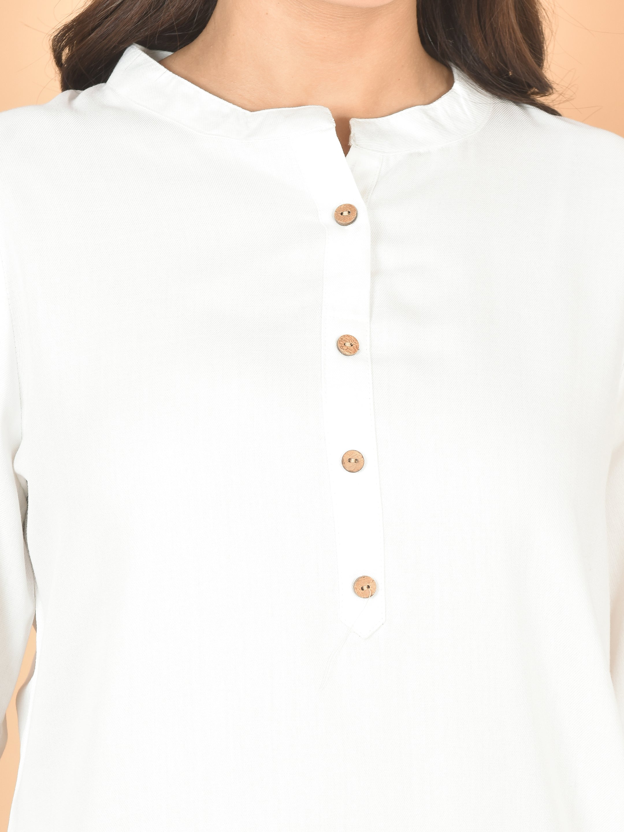 Women White Plain Top