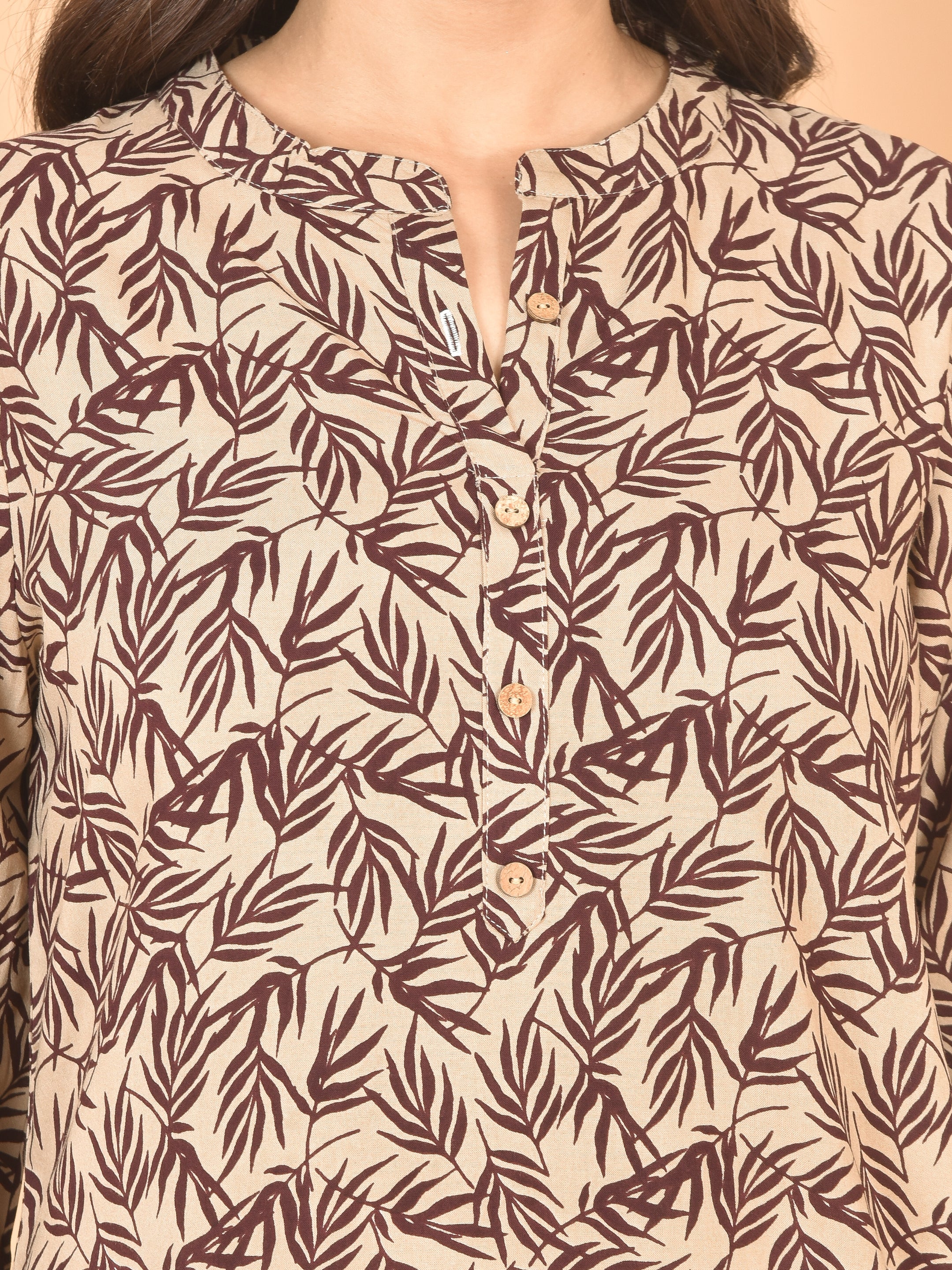 Women Brown printed Top T-21