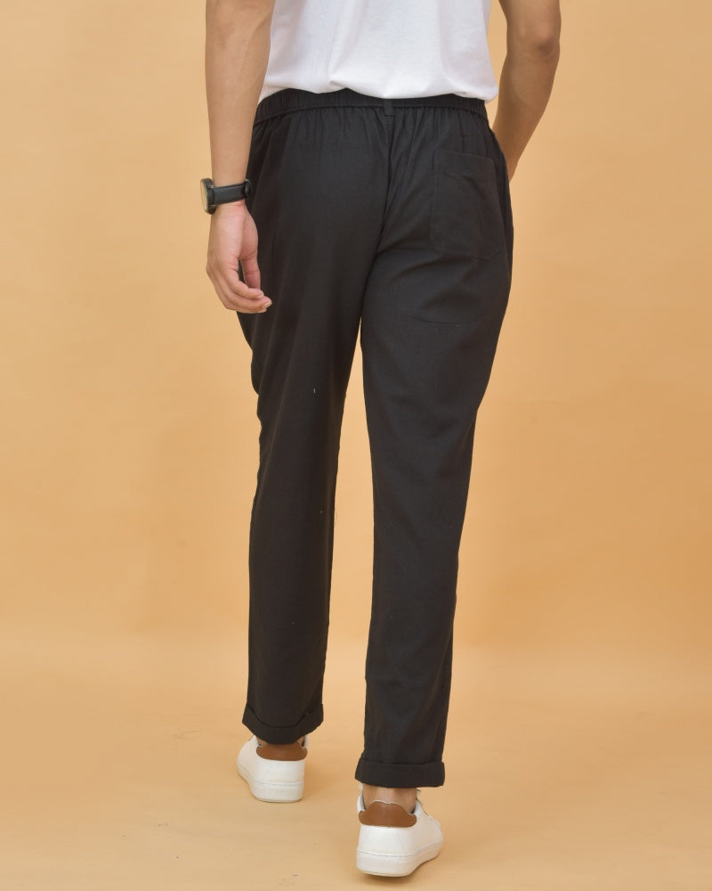 Black Cotton Regular Trouser