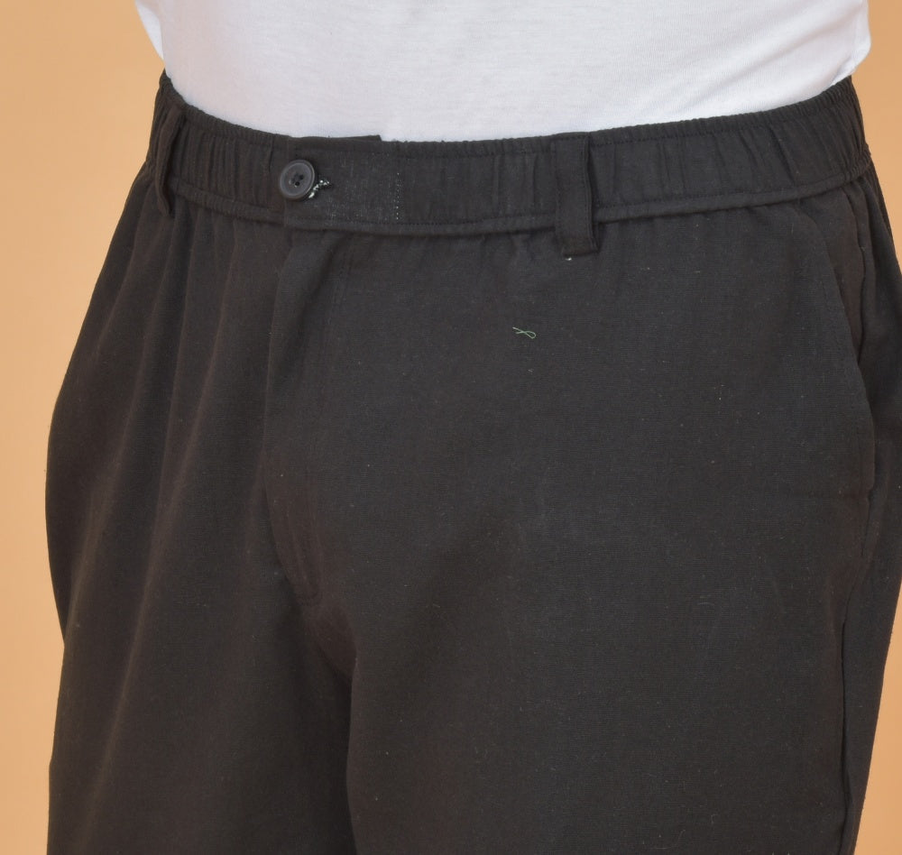 Black Cotton Regular Trouser