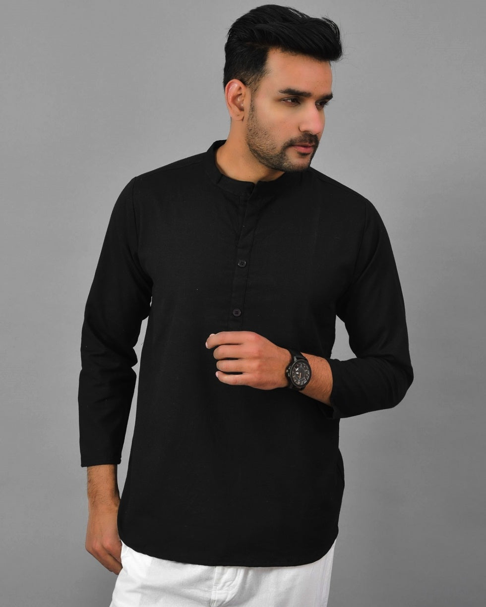 BLACK SOLID COTTON HANDLOOM CORD  SET-25078