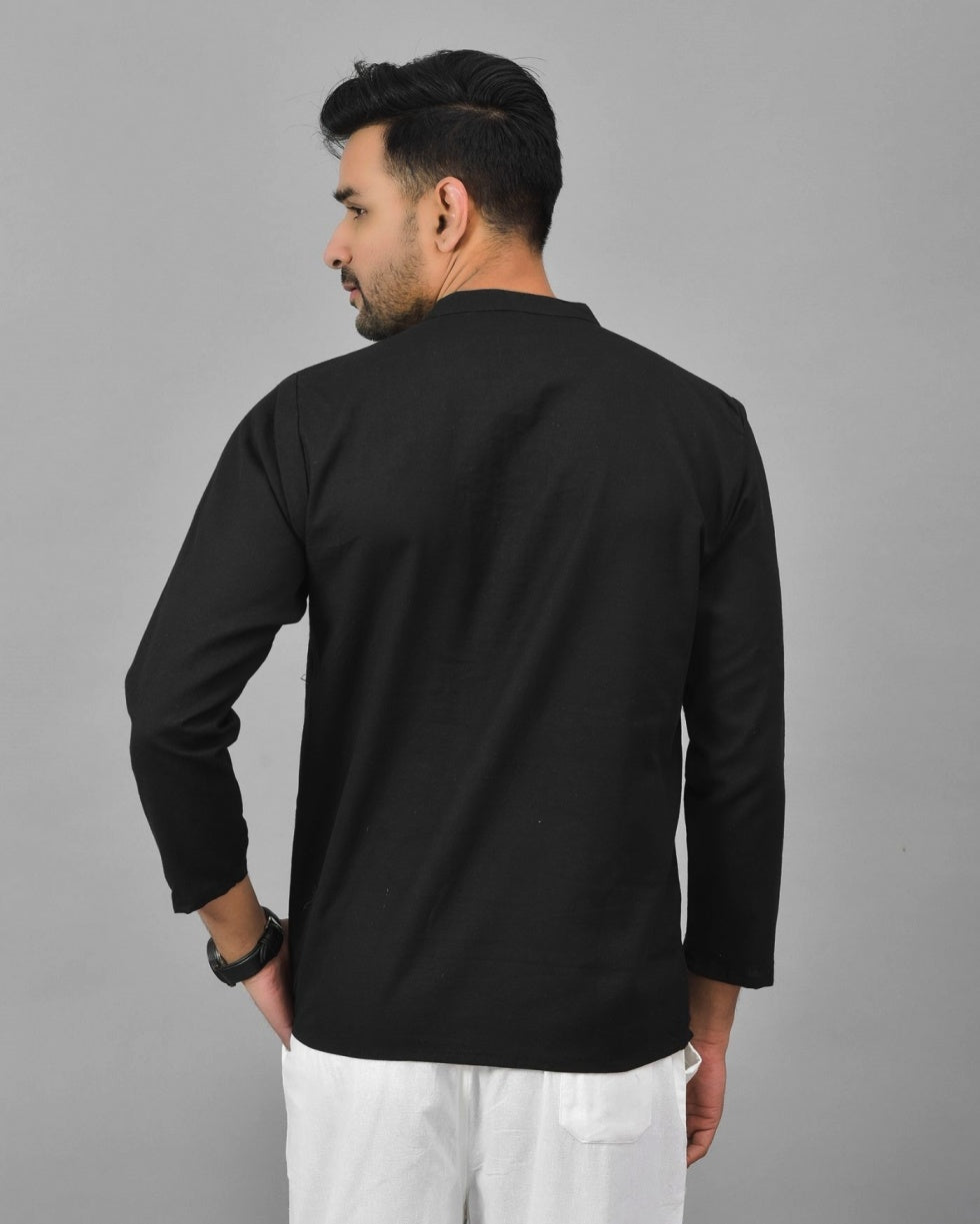 BLACK SOLID COTTON HANDLOOM CORD  SET-25078