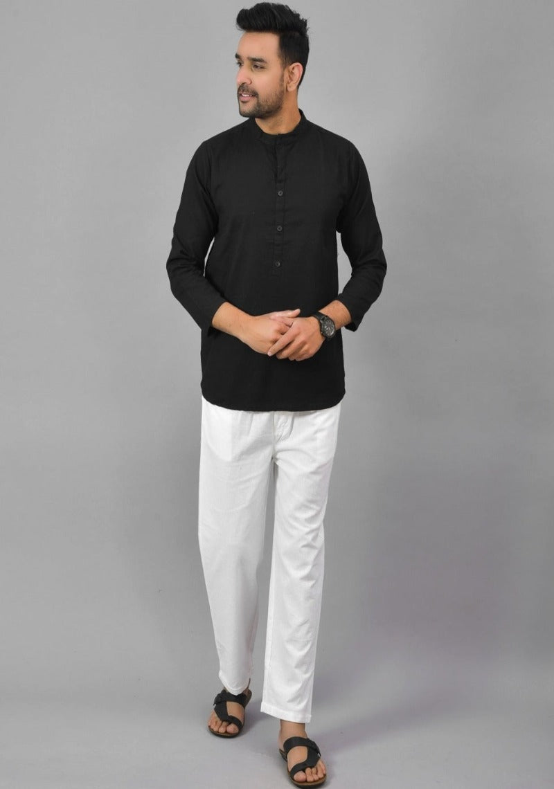 BLACK SOLID COTTON HANDLOOM CORD  SET-25078