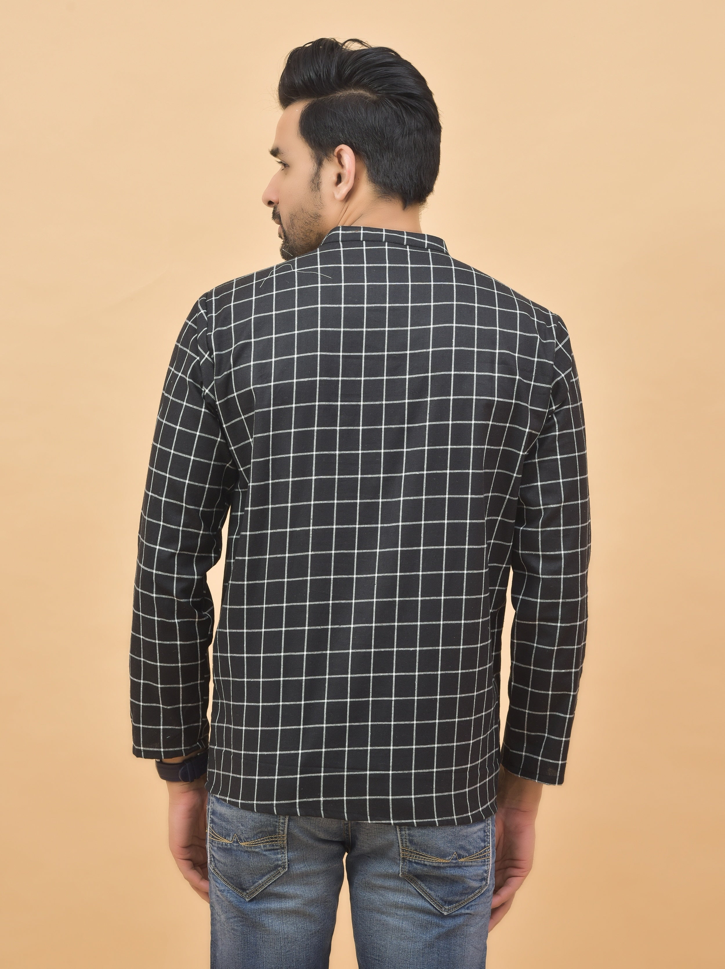 Combo of 3 Men Kurtas Stripe Cotton Handloom Sky Blue Black and White-25228