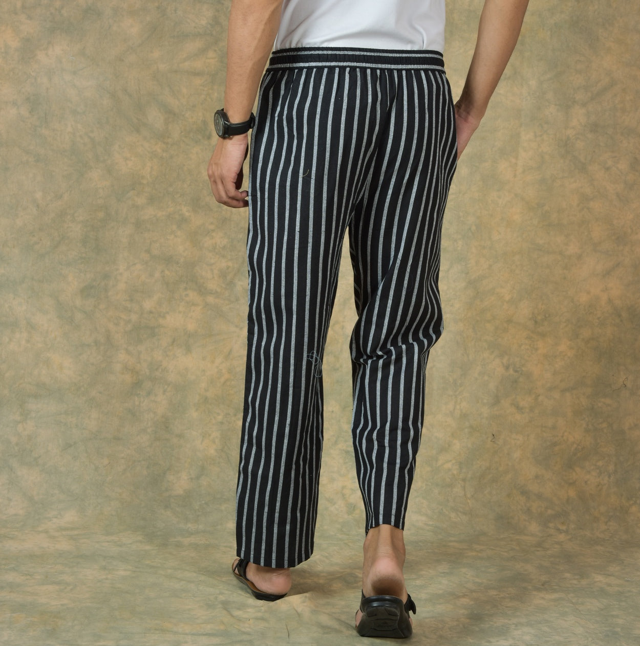 Gray Solid Cotton Handloom Men Pant
