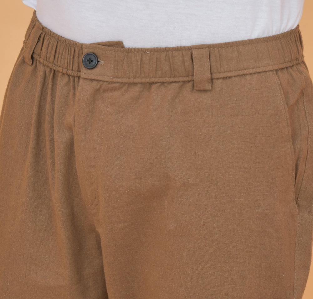 Brown Cotton Regular Trouser