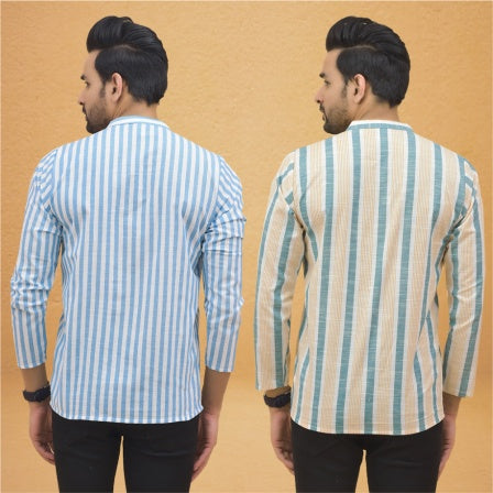 Combo of 2 Men Stripe Cotton Handloom Kurta-25019