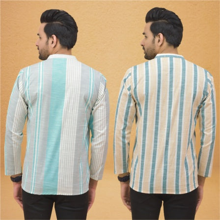 Combo of 2 Men Stripe Cotton Handloom Kurta-25058
