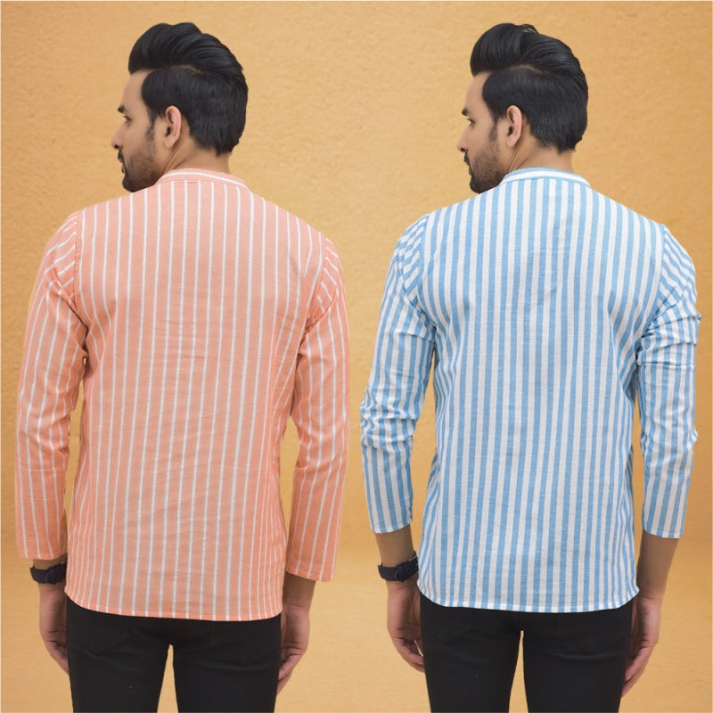 Combo of 2 Men Stripe Cotton Handloom Kurta-25013