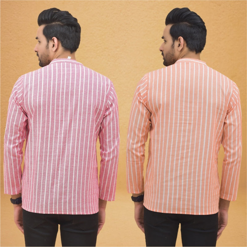 Combo of 2 Men Stripe Cotton Handloom Kurta-25035