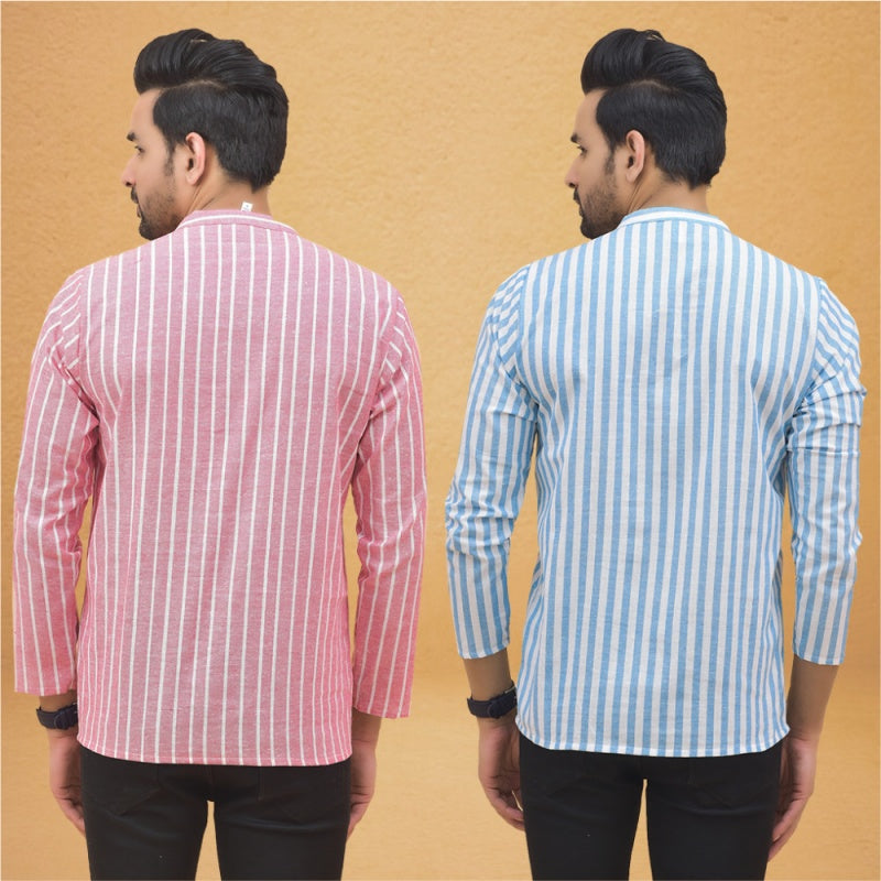 Combo of 2 Men Stripe Cotton Handloom Kurta-25018