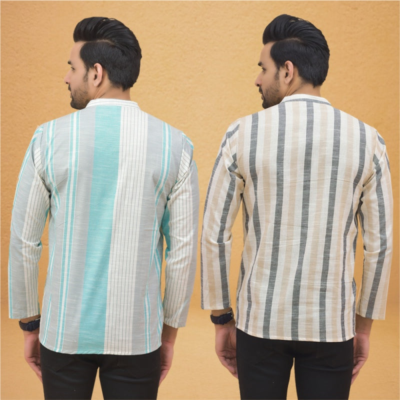 Combo of 2 Men Stripe Cotton Handloom Kurta-25052