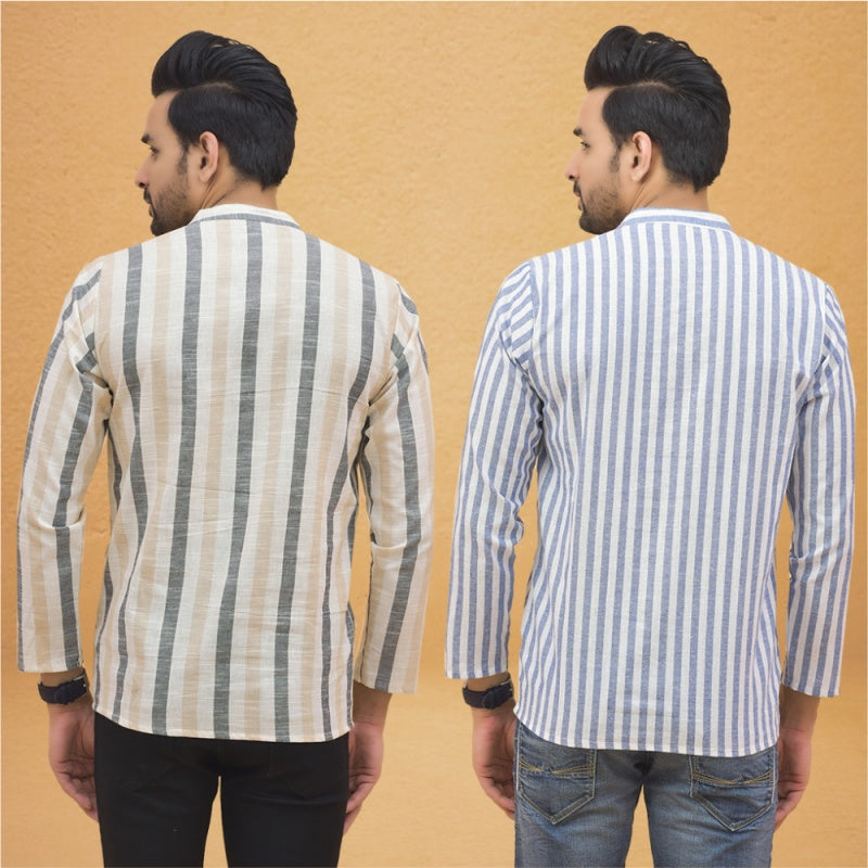 Combo of 2 Men Stripe Cotton Handloom Kurta-25056