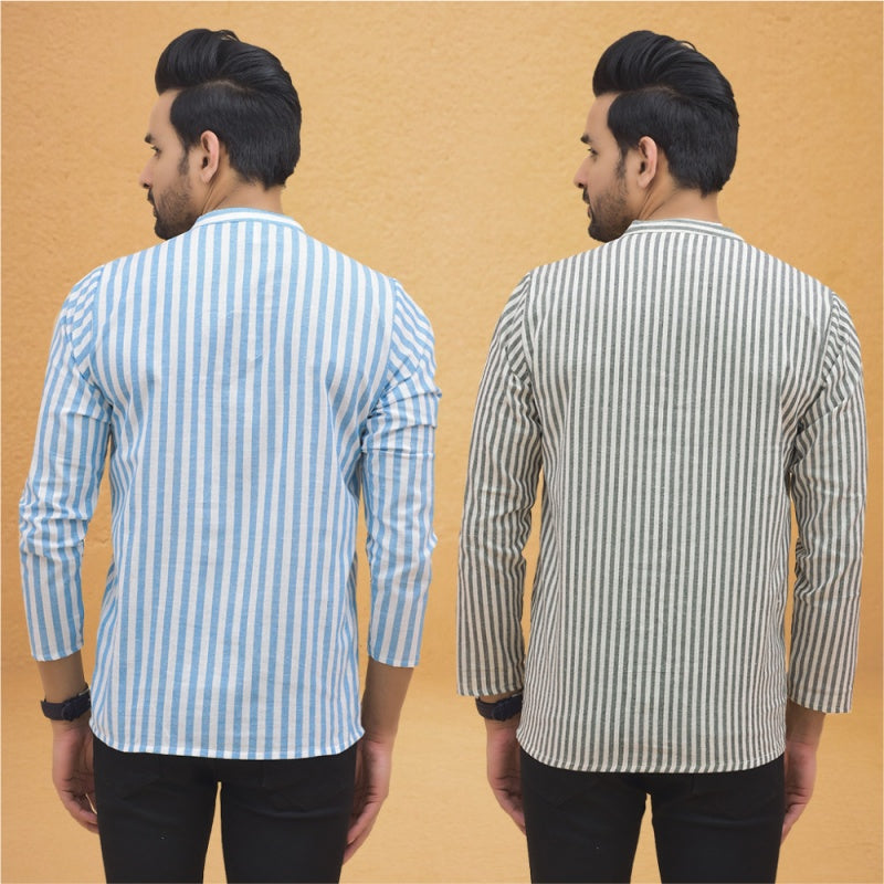 Combo of 2 Men Stripe Cotton Handloom Kurta-25014