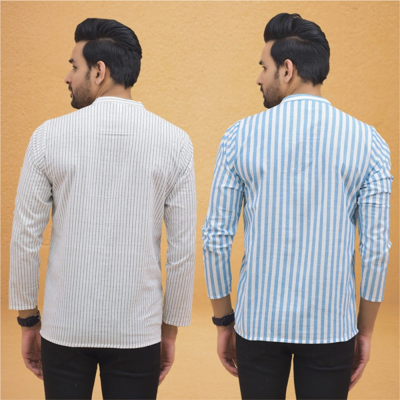 Combo of 2 Men Stripe Cotton Handloom Kurta-25015