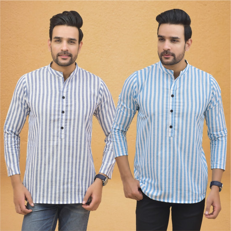 Combo of 2 Men Stripe Cotton Handloom Kurta-25021