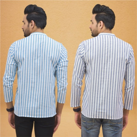 Combo of 2 Men Stripe Cotton Handloom Kurta-25021