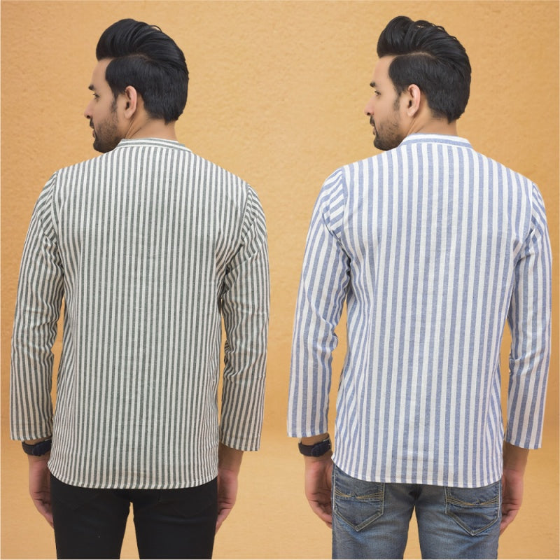 Combo of 2 Men Stripe Cotton Handloom Kurta-25045