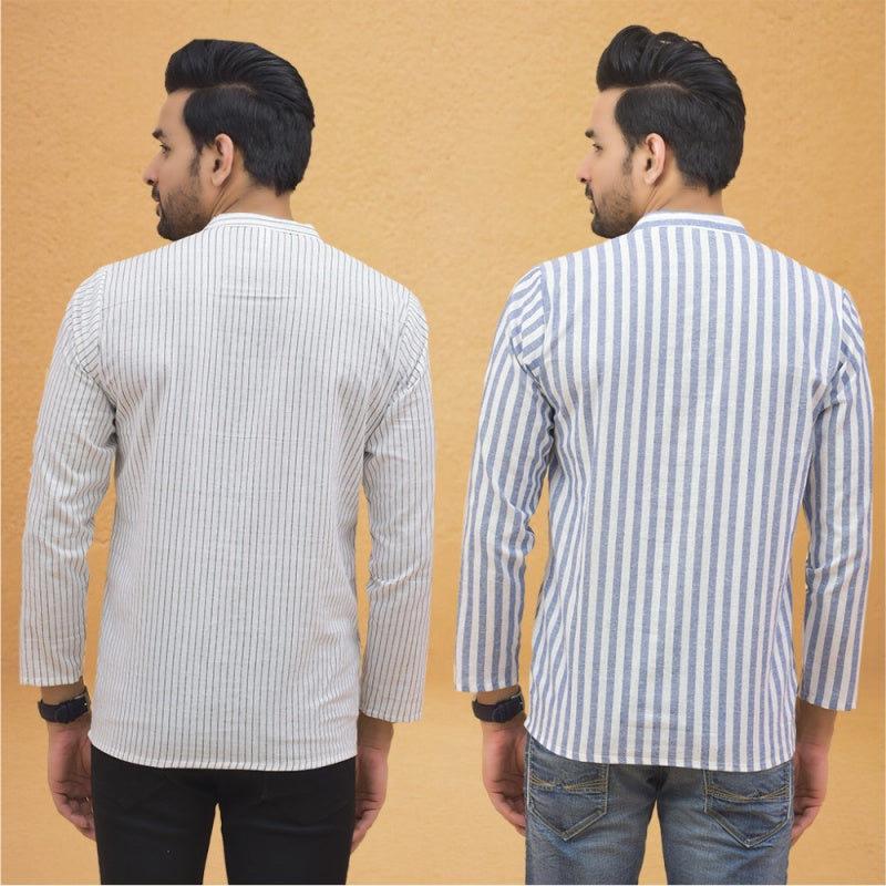 Combo of 2 Men Stripe Cotton Handloom Kurta-25051