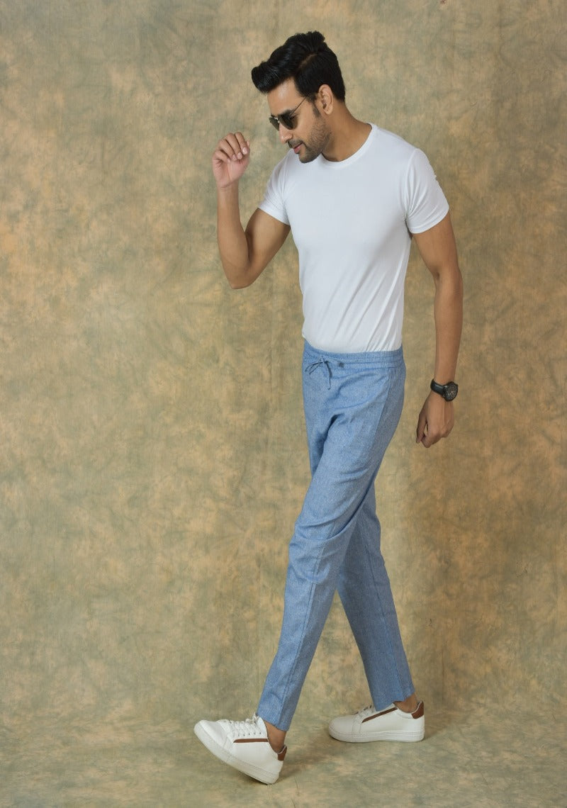 Denim Solid Cotton Handloom Men Pant