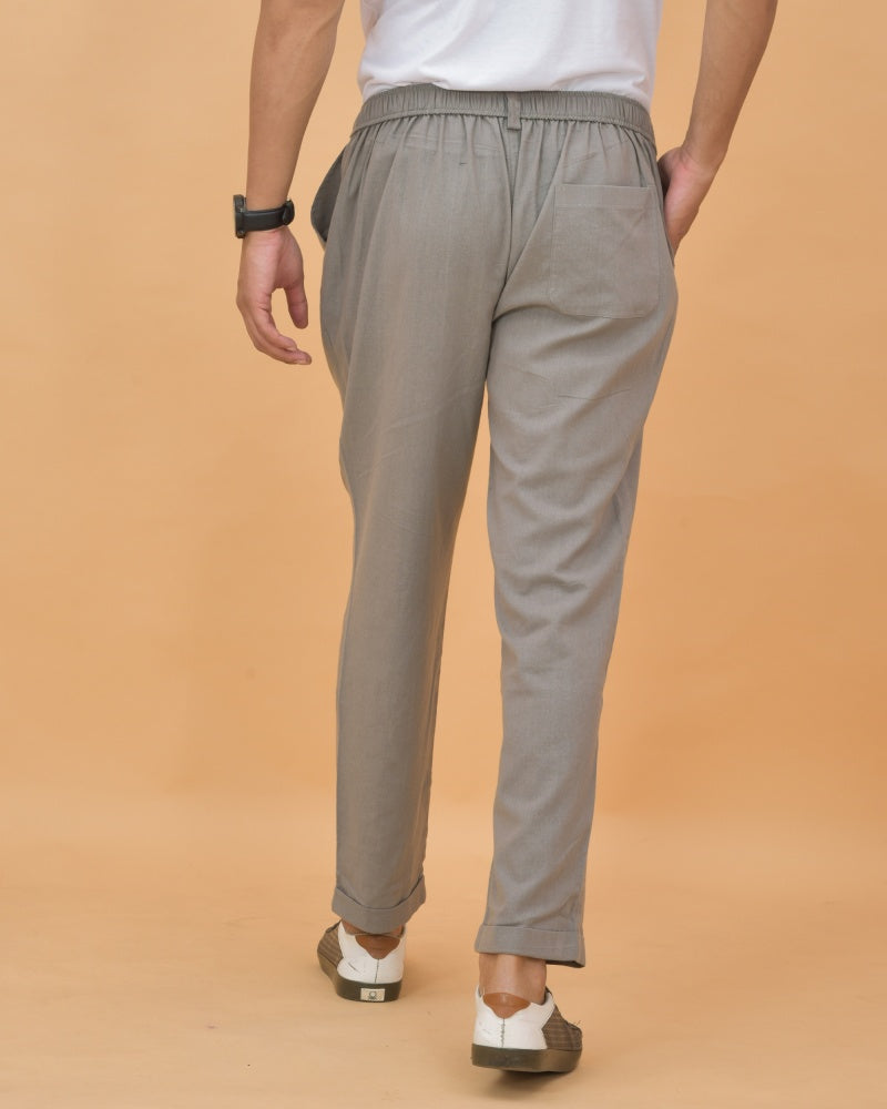 Gray Cotton Regular Trouser