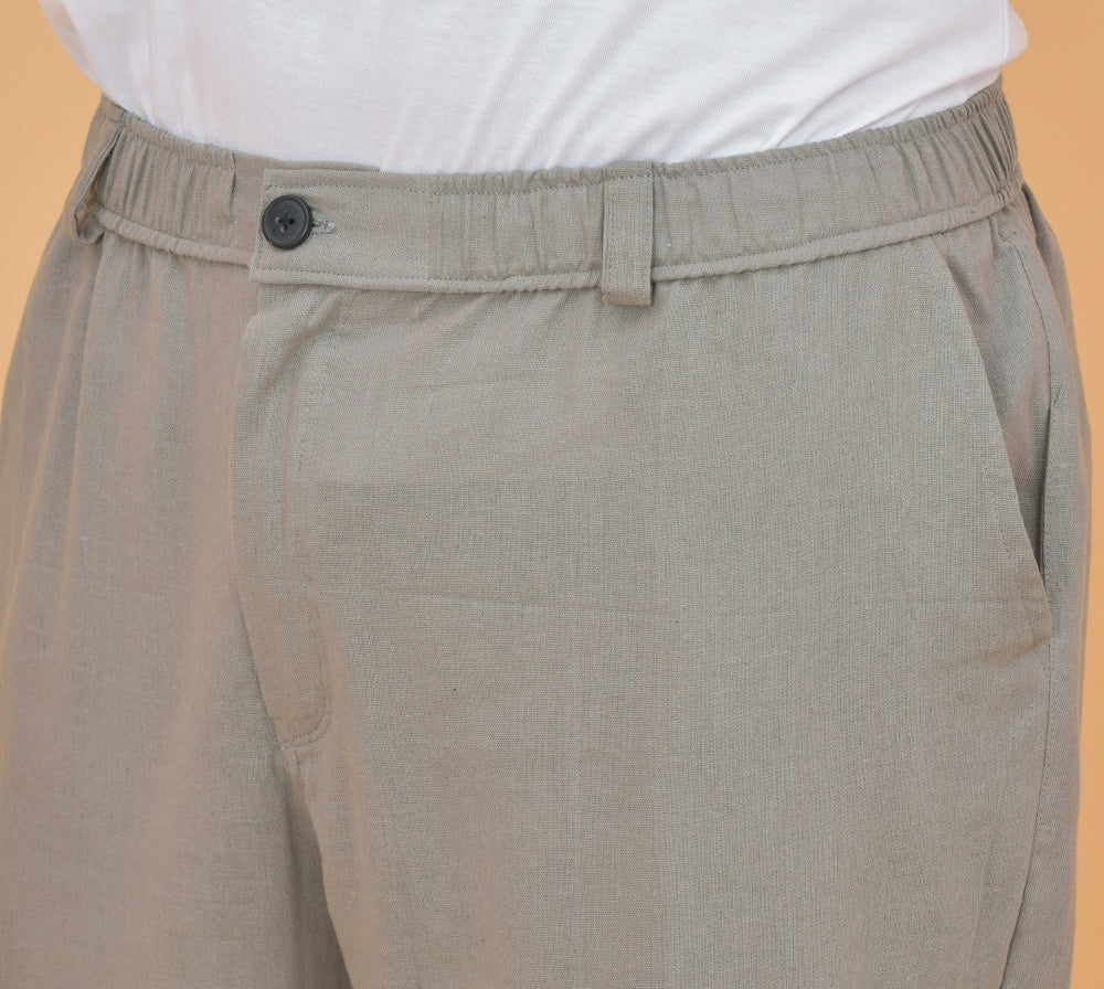 Gray Cotton Regular Trouser