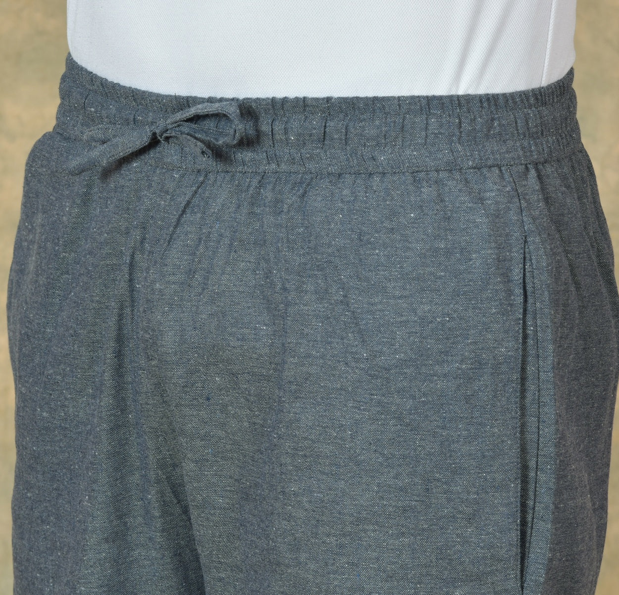 Gray Solid Cotton Handloom Men Pant