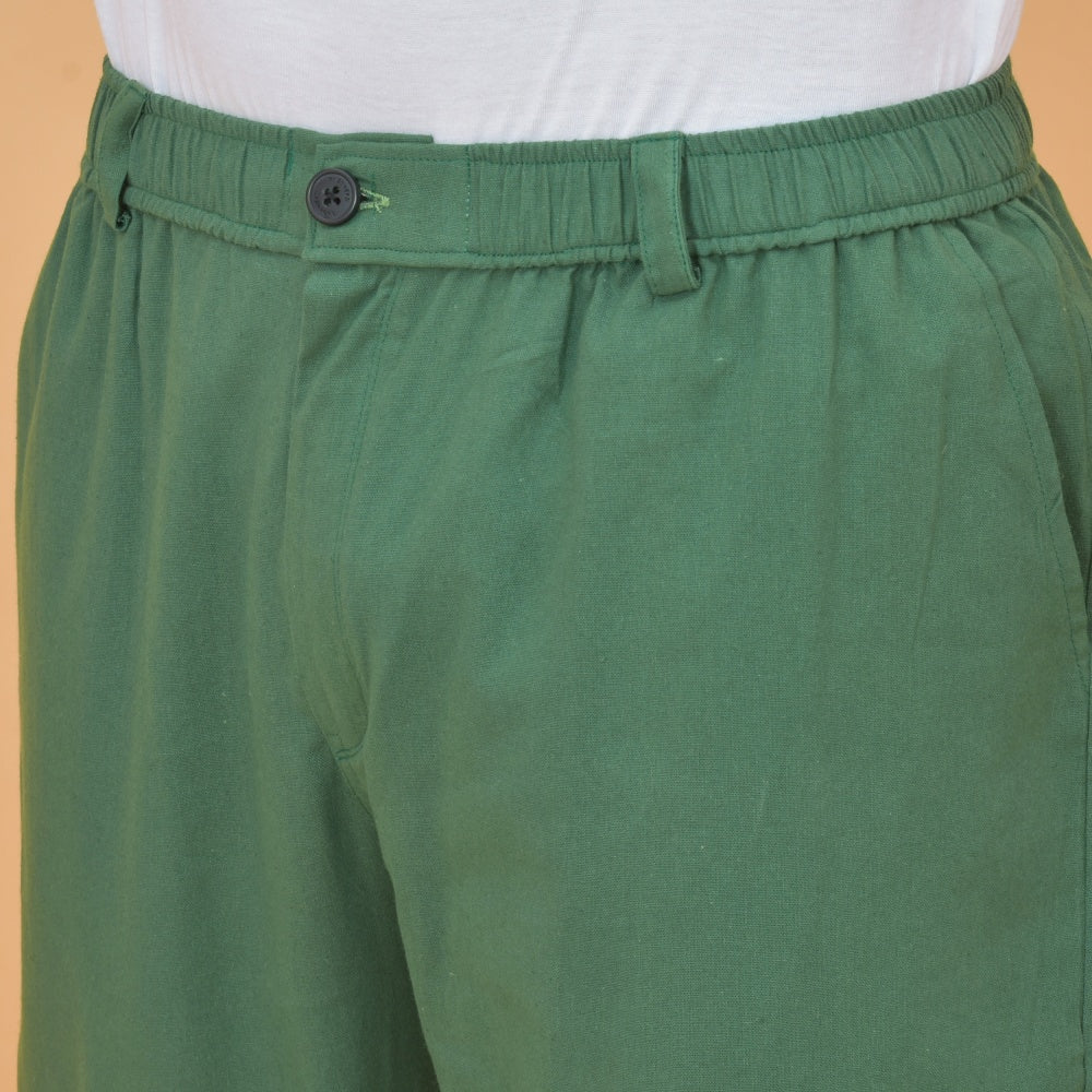 Green Cotton Regular Trouser