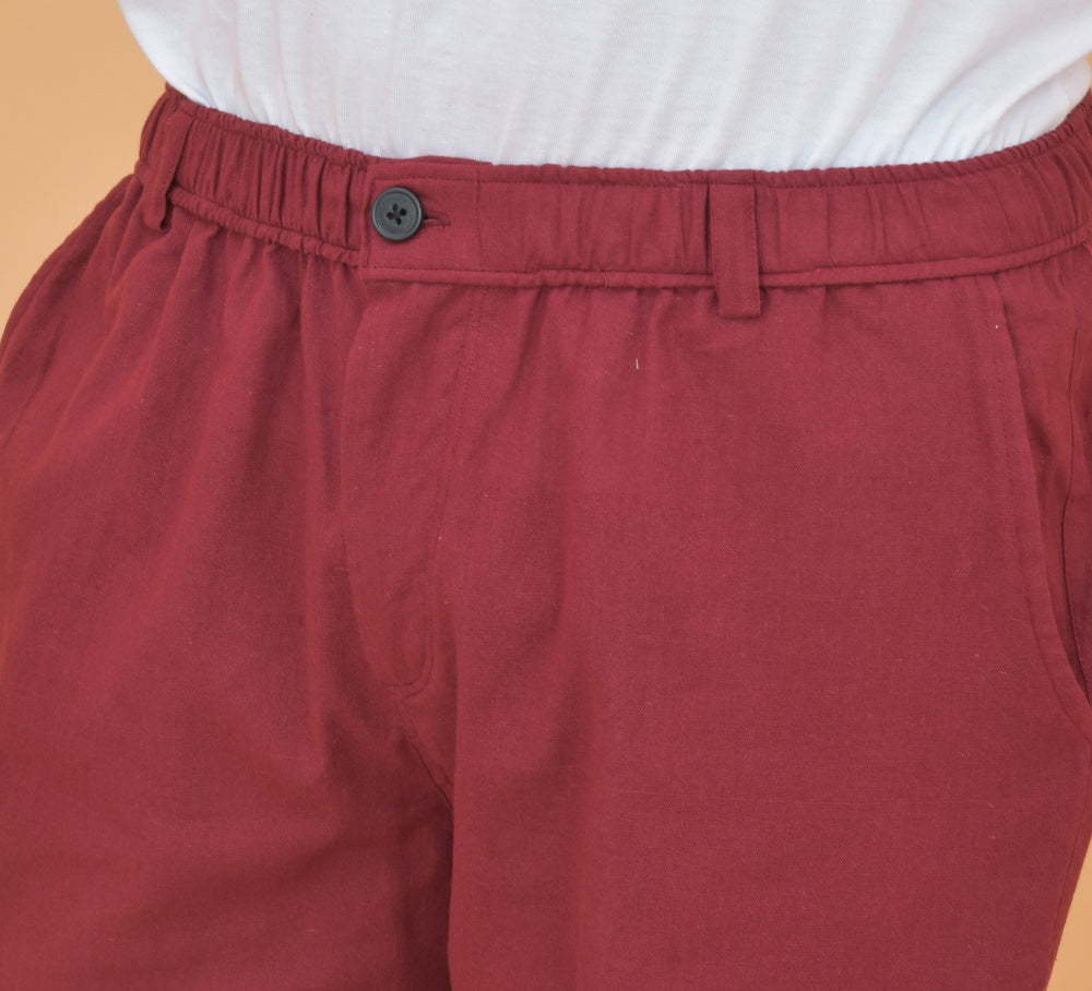 Maroon Cotton Regular Trouser