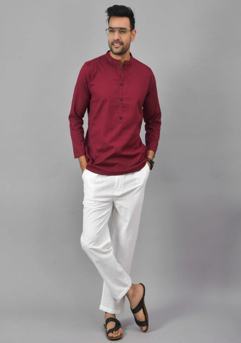 MAROON SOLID COTTON HANDLOOM CORD SET-25076