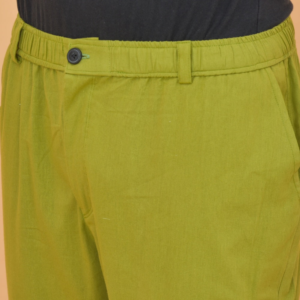 Moss Green Cotton Regular Trouser