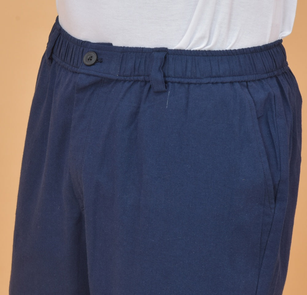 Navy Blue Cotton Regular Trouser
