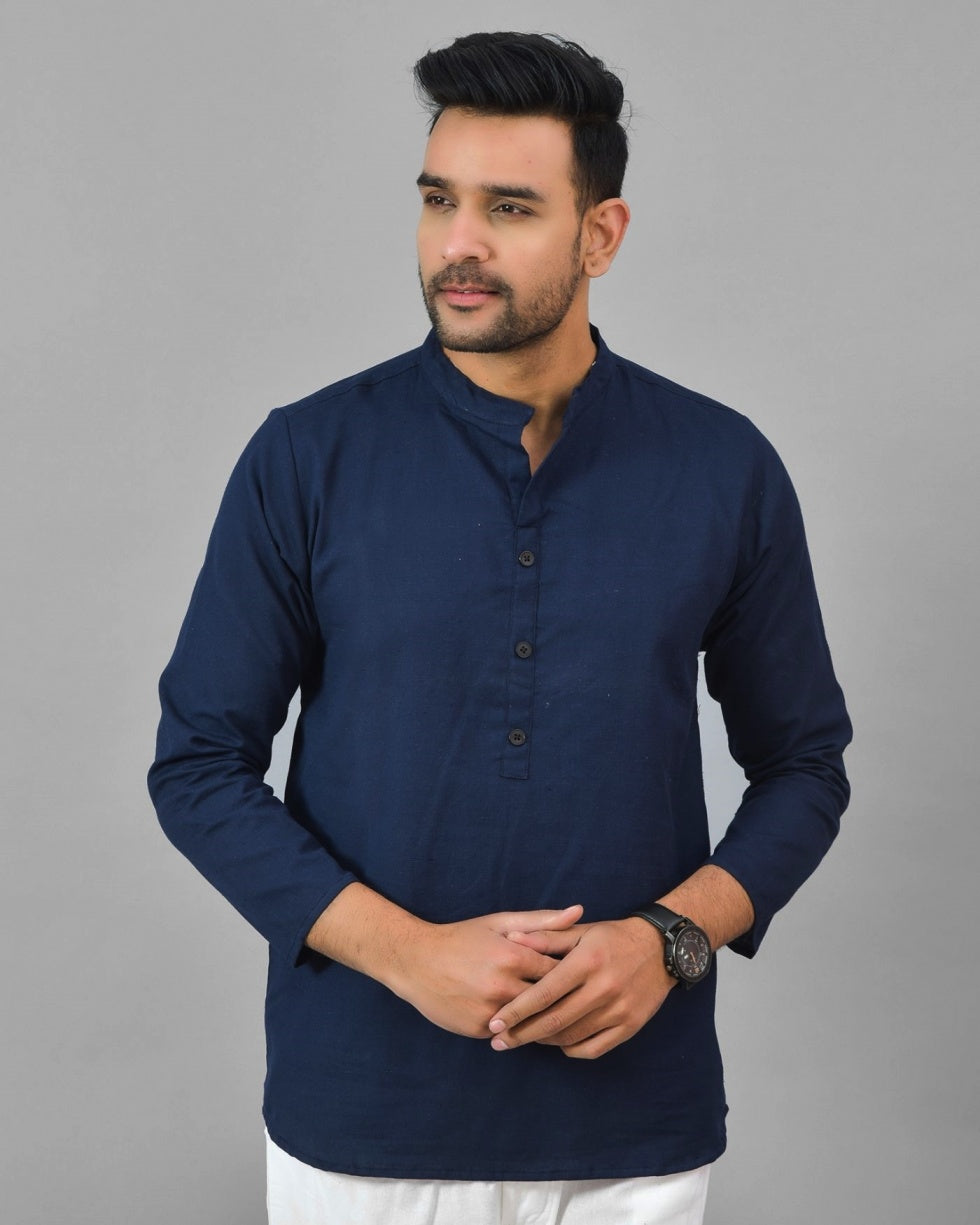 NAVY BLUE SOLID COTTON HANDLOOM CORD SET-25079