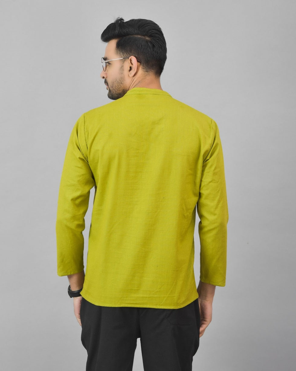 OLIVE GREEN SOLID COTTON HANDLOOM CORD SET-25082