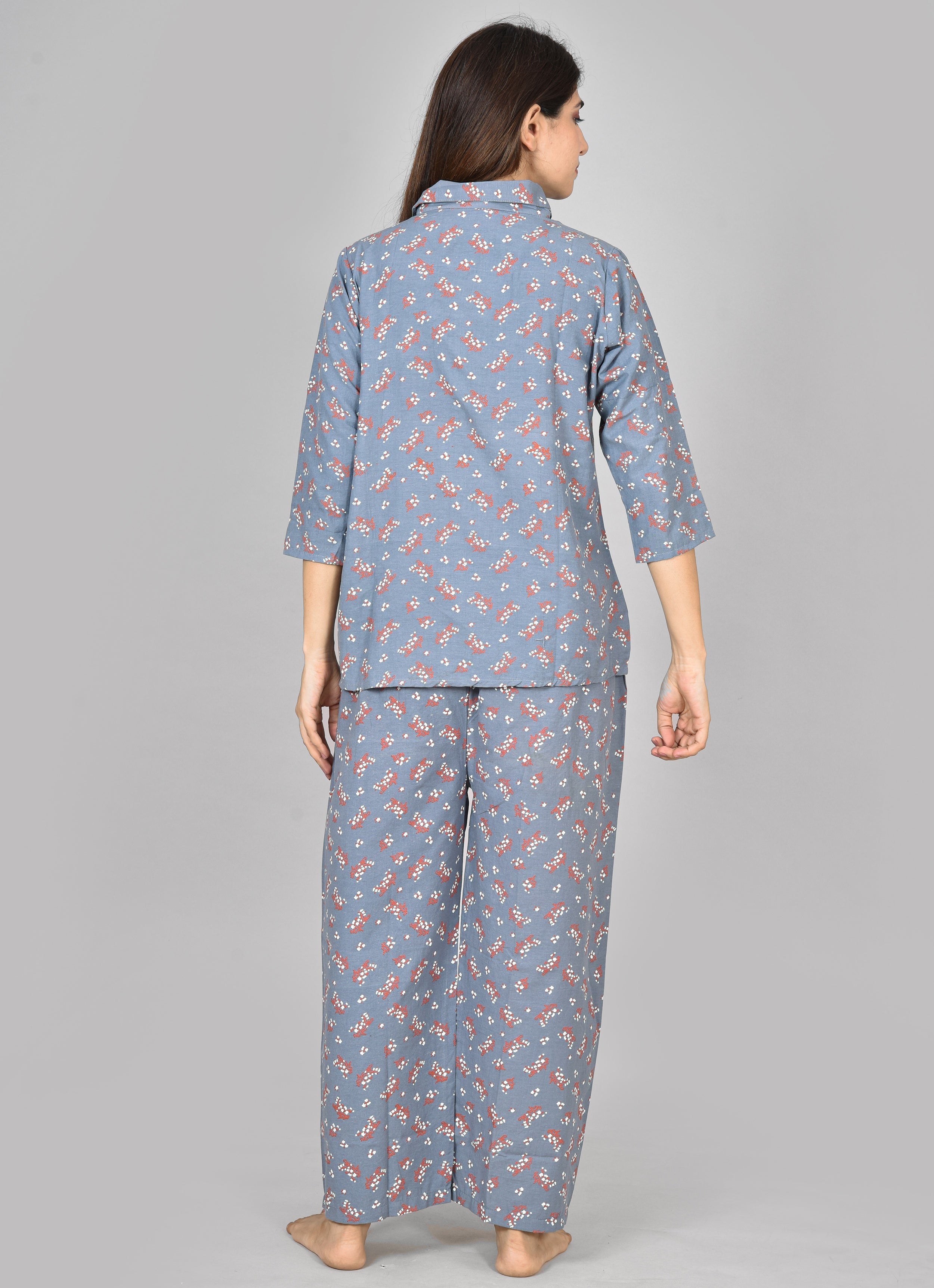 Women Printed Grey Tops and Trouser