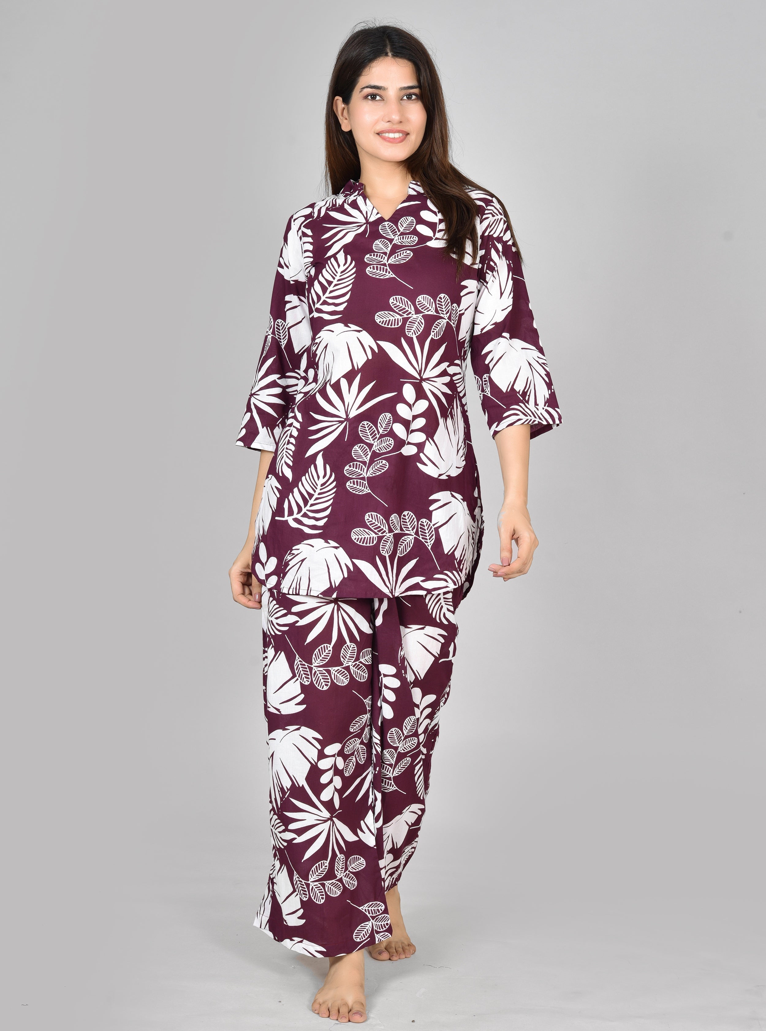 Womens Printed Purple Cord Set