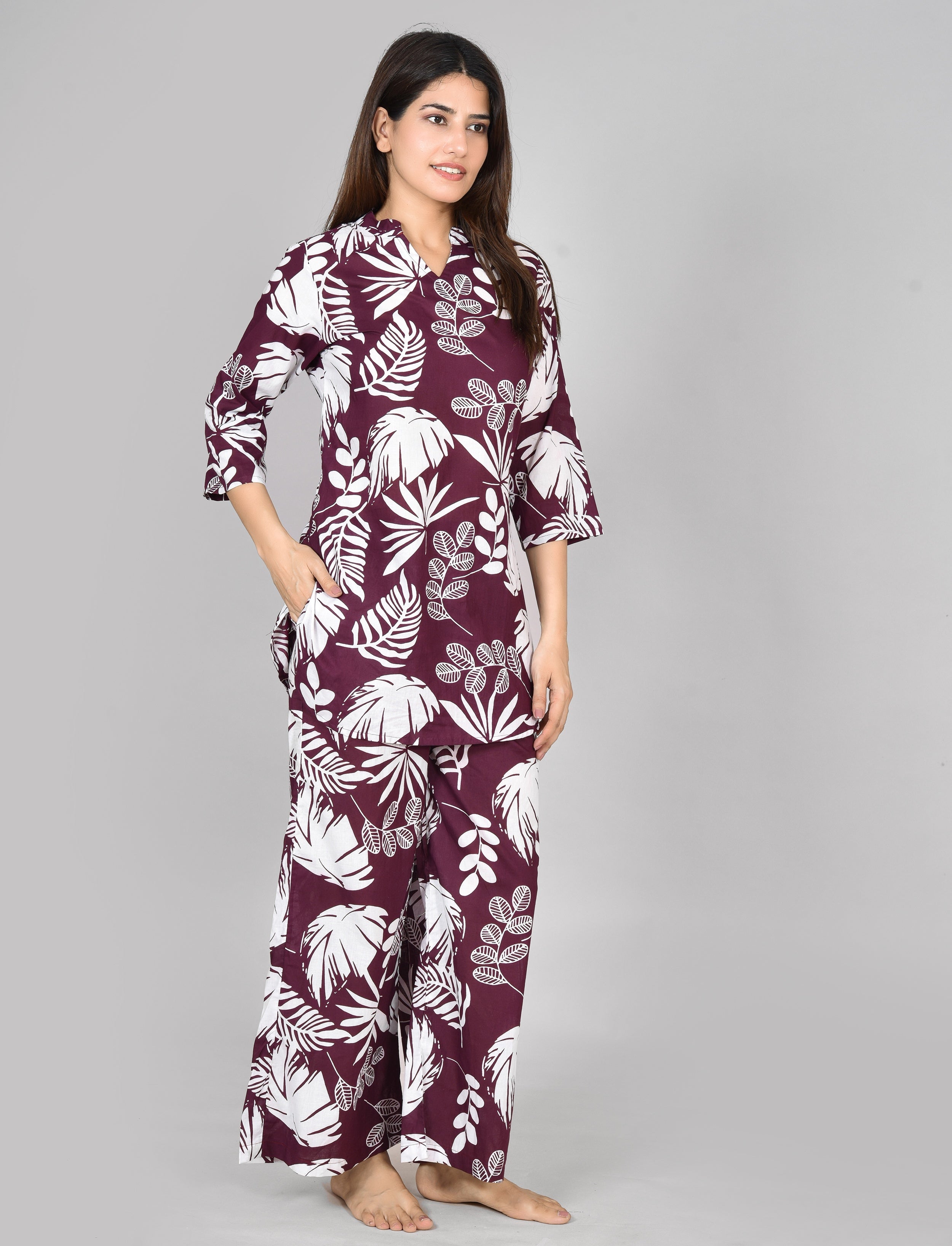 Womens Printed Purple Cord Set