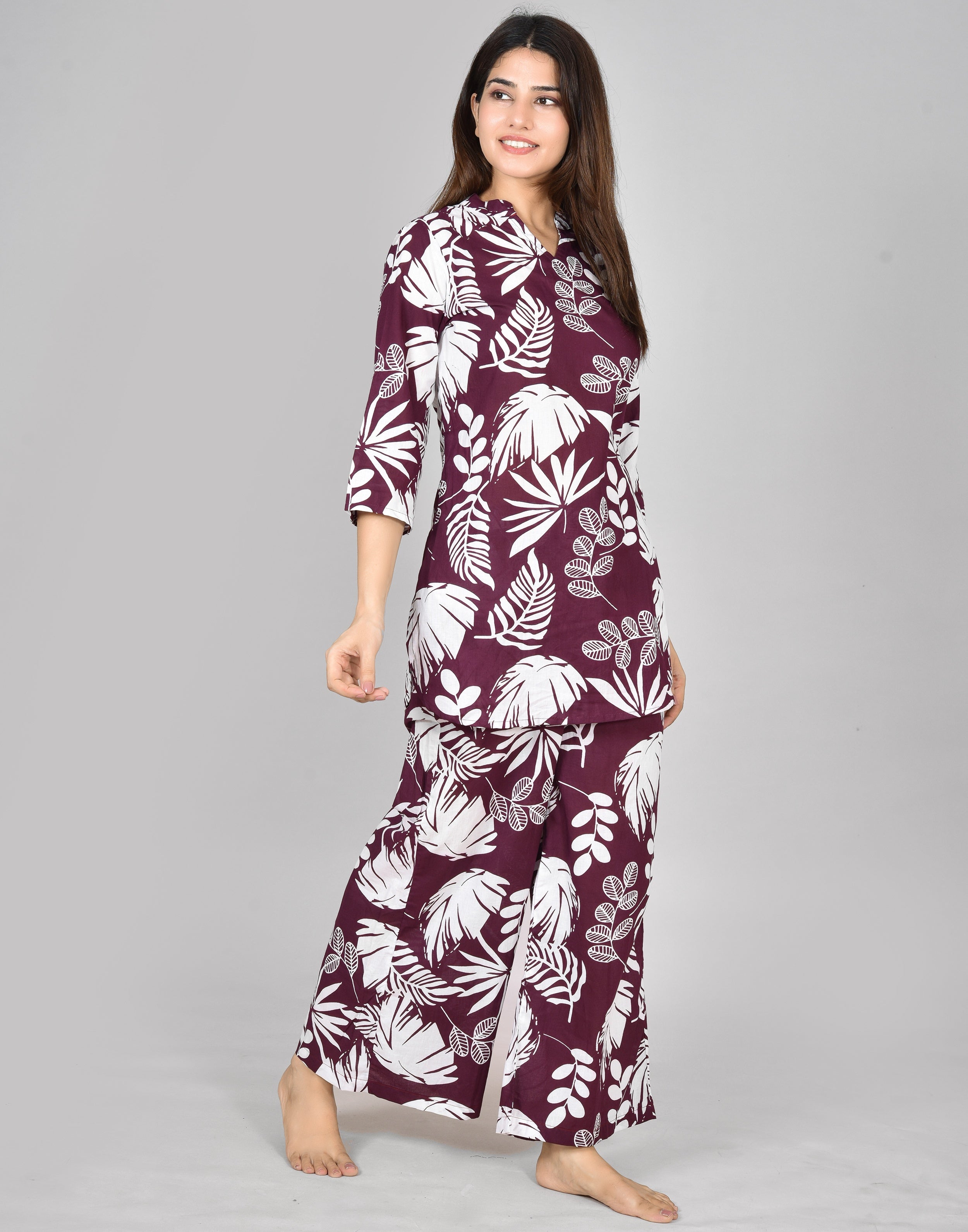 Womens Printed Purple Cord Set