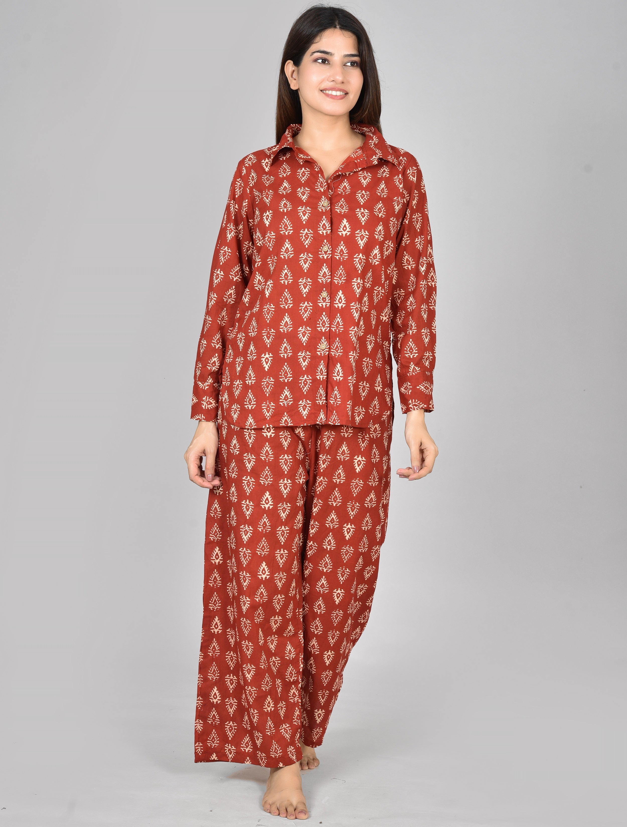 Womens Printed Orange Cord Set