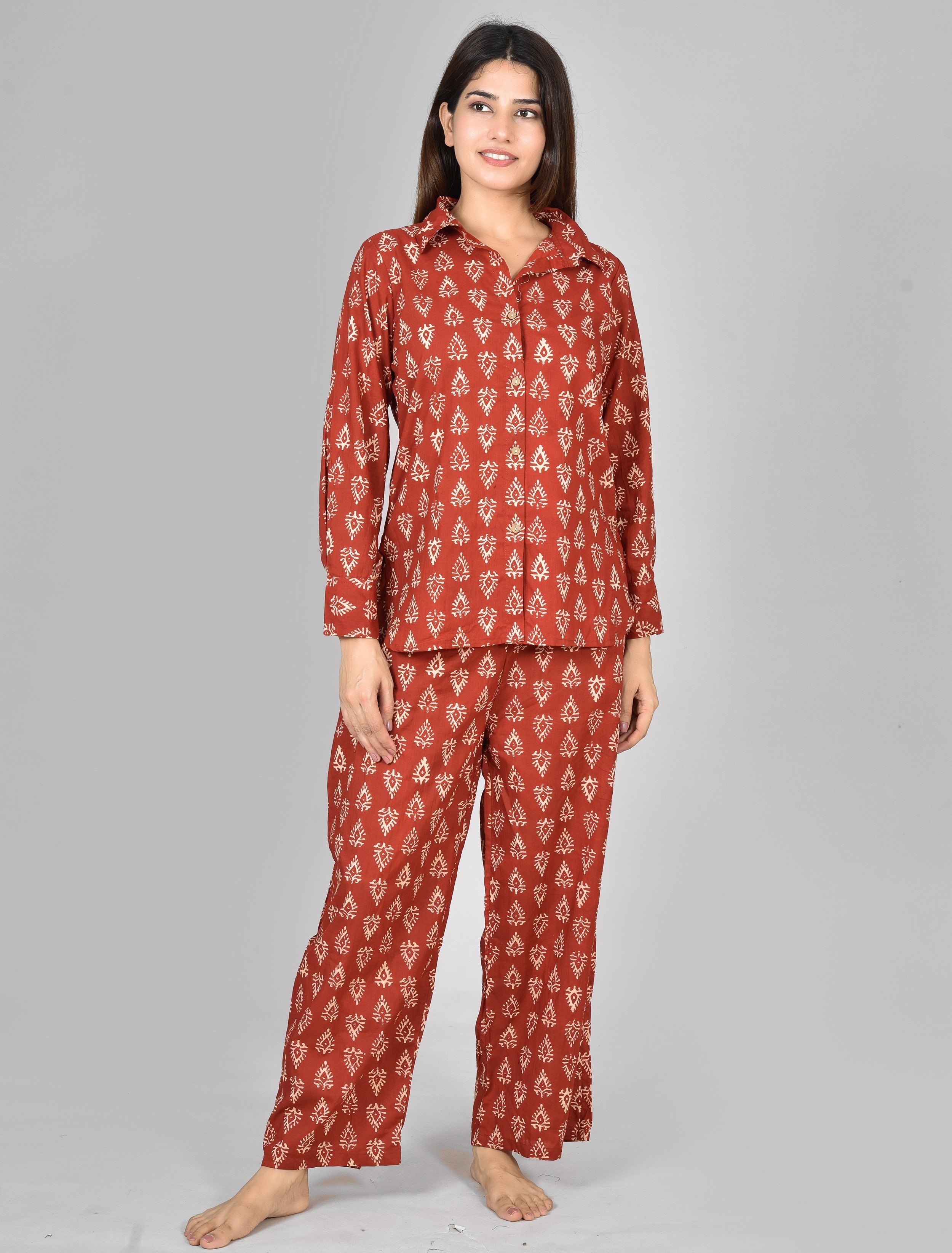 Womens Printed Orange Cord Set