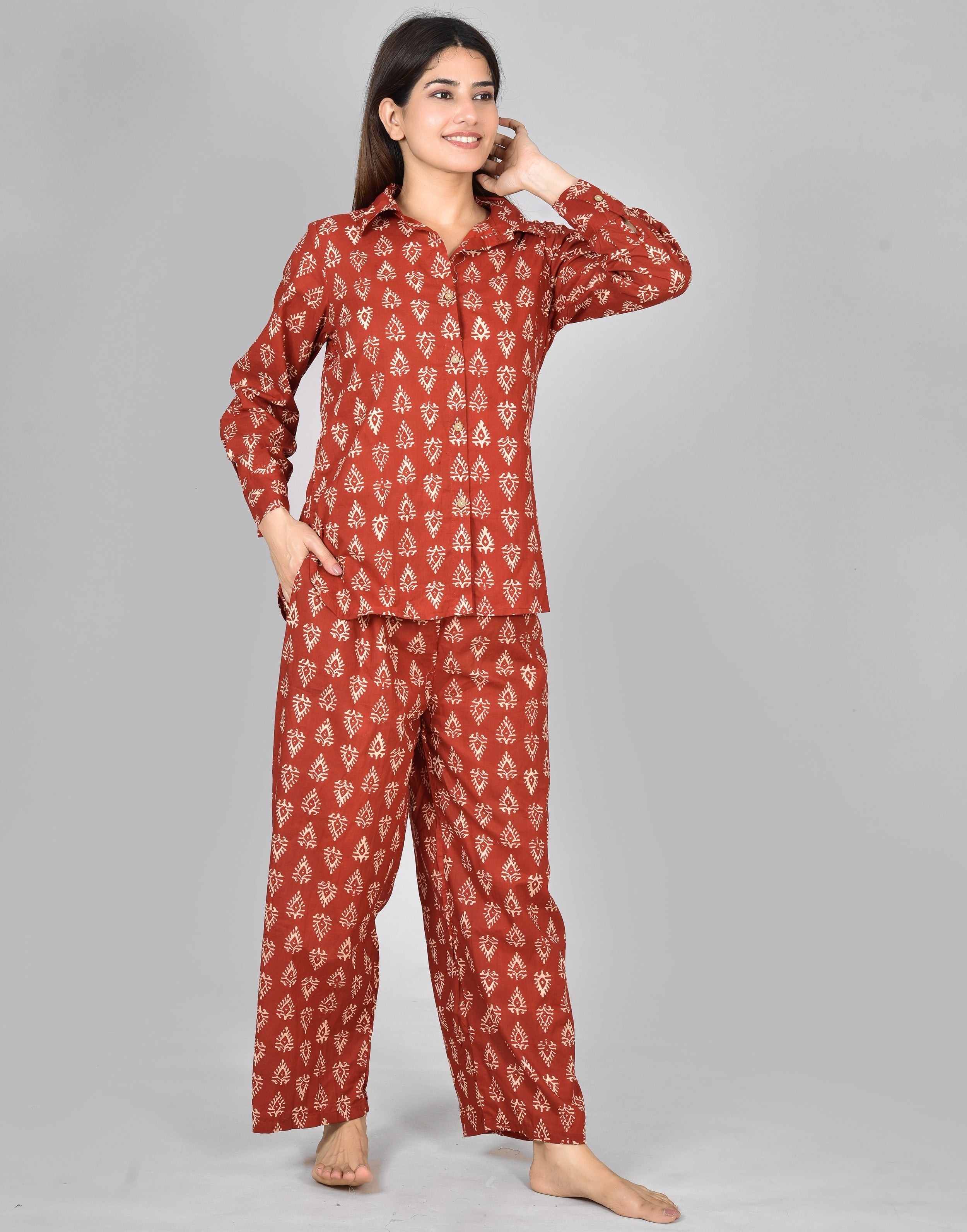 Womens Printed Orange Cord Set