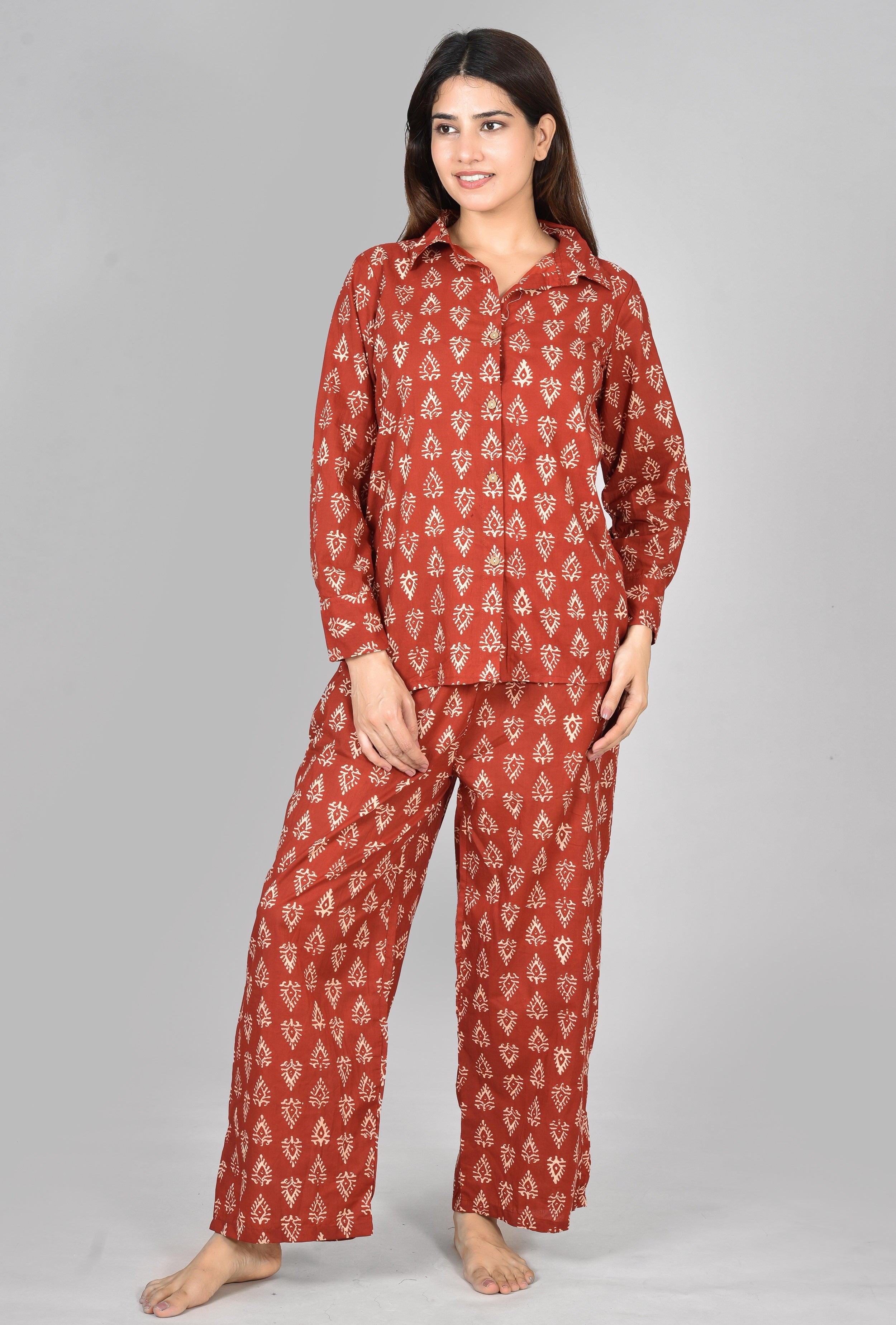 Womens Printed Orange Cord Set