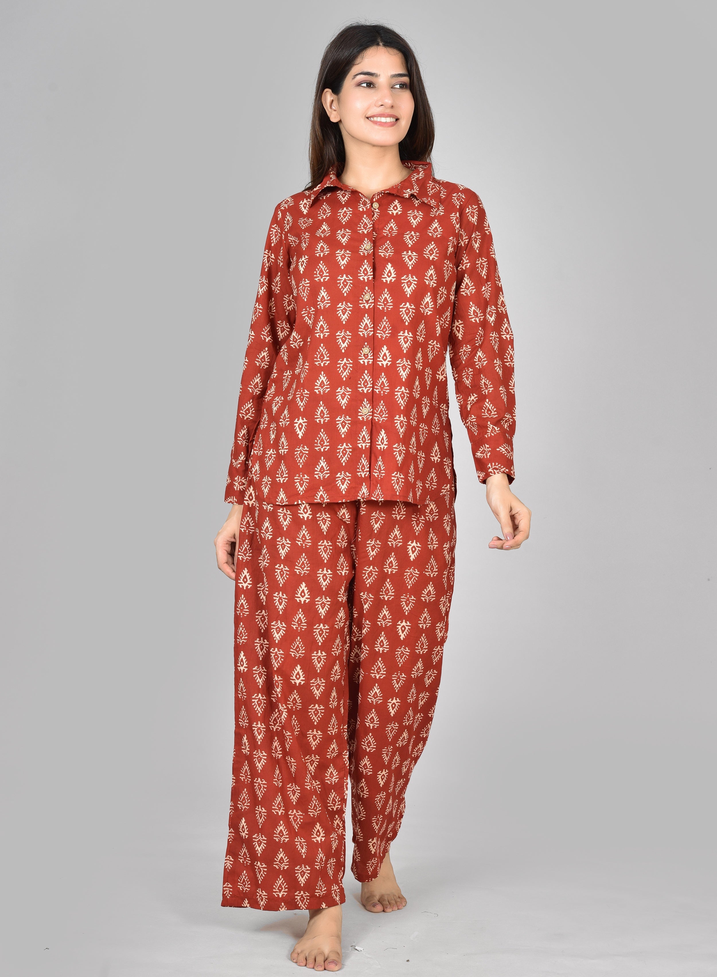 Womens Printed Orange Cord Set