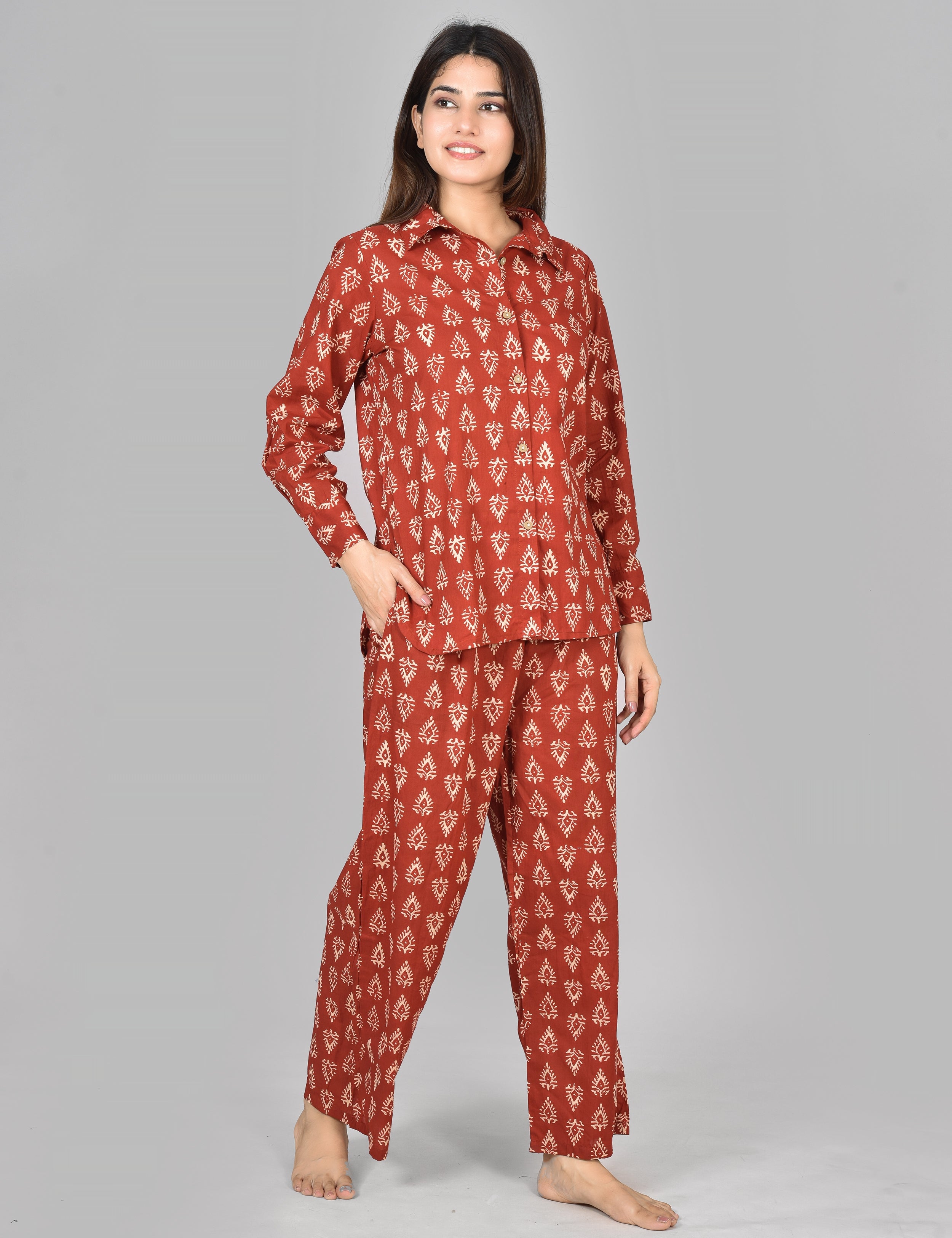 Womens Printed Orange Cord Set