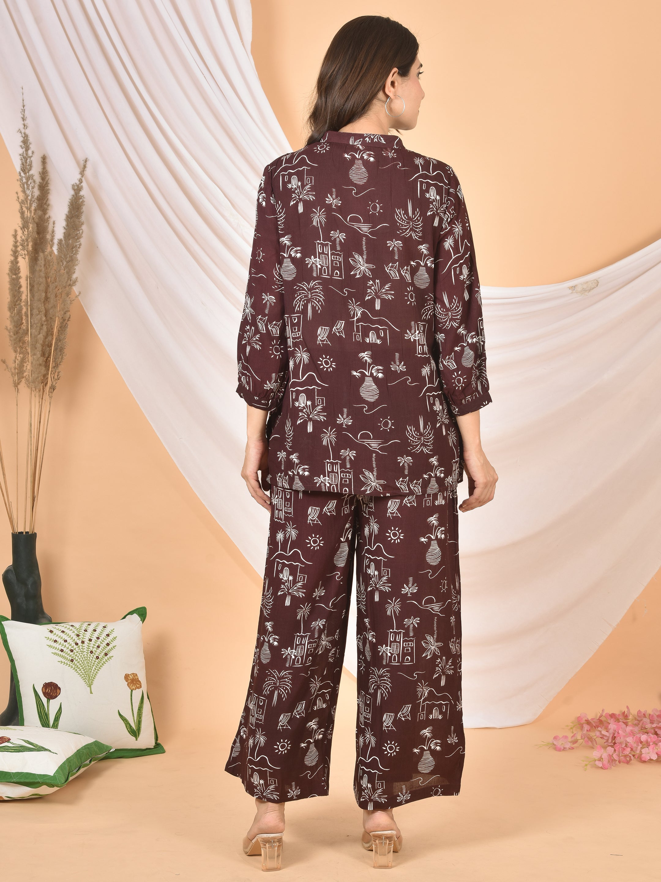 Women Brown printed cod set